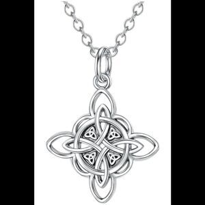 YFN Women's Witch Knot Birthstone Necklaces Retro Silver
